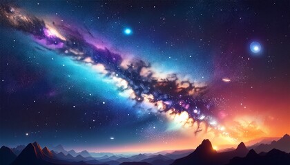 Fototapeta premium milky way galaxy with star and space dust in the universe and deep planet night sky background
