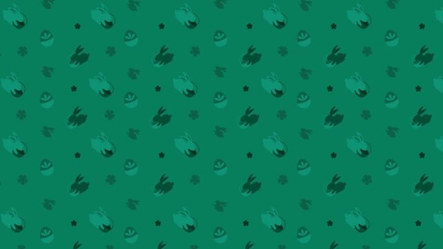 Subtle dark emerald green pattern with monochromatic Easter egg and bunny silhouettes.