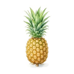 Fototapeta premium Single watercolor pineapple illustration isolated on white background