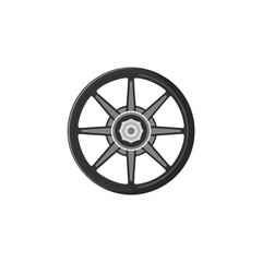 Obraz premium Black Metal Wheel Isolated on White Background