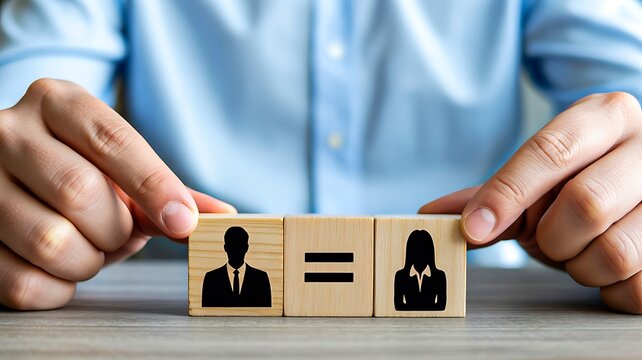 Gender equality concept with business icons representing equal opportunity