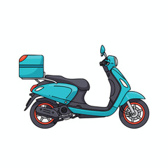 Obraz premium Stylish Blue Electric Scooter with Rear Storage Box for Urban Commuting