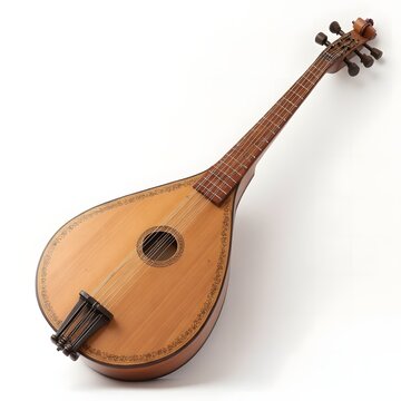 Traditional Portuguese Guitar (Guitarra Portuguesa) on White Background