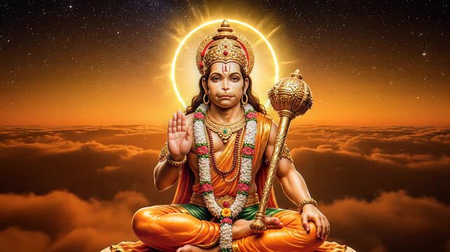 Hanuman jayanti Divine Lord Hanuman Blessing on Celestial Clouds
