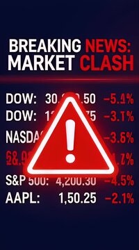 Breaking News Market Clash Alert with Digital Glitch Effect