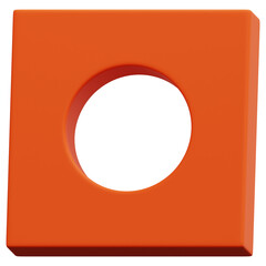 3D Orange Square Circular Cutout Abstract Shape