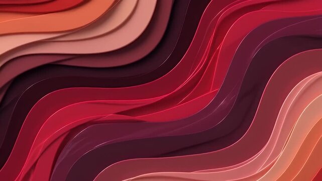 Smooth flowing abstract wavy shapes in vibrant warm reddish tones motion animation