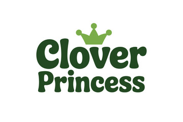 Fototapeta premium Clover Princess logo with green crown and text on light background