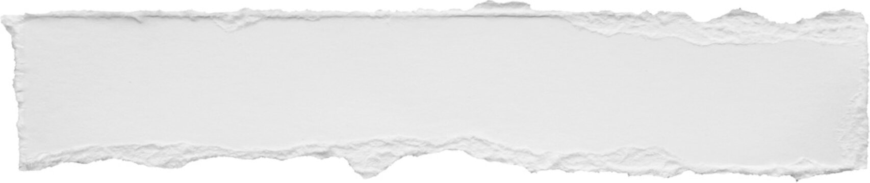 White ripped paper torn edges strips isolated on black background