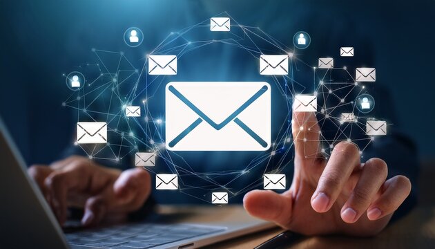 marketing and business ideas through email email or newsletter email marketing or newsletter concept sending e mails