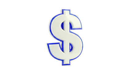 Obraz premium 3D Render of a White and Blue Dollar Sign