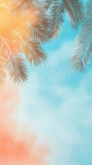 Palm tree fronds framing sunset sky