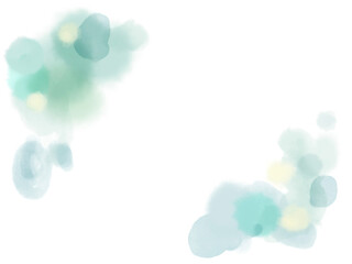 緑、黄色の水彩の滲みフレーム