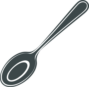 Tablespoon black and white vector on white background.