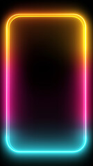 Vertical Rounded Neon Light Border with Vibrant Gradient