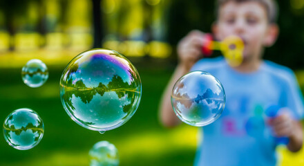 Kids blowing bubbles in park symbolizing International Children&rsquo;s Day