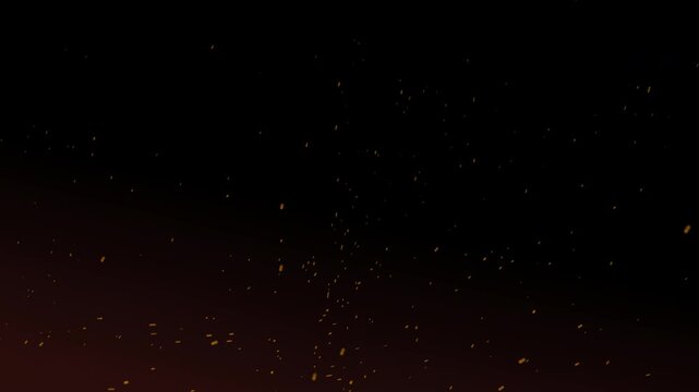 Realistic fire spark in slow motion on transparent background. Cinematic fire sparks rising up particle 4K Animation. Fire flakes and ashes fast motion