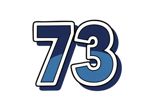 number 73 isolated with clean cut edges, perfect for sticker printing and digital labeling projects
