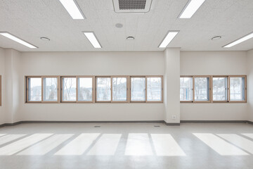 Bright modern interior architecture with clean minimalist design, no people