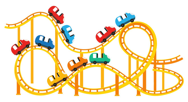 Roller coaster image, vector illustration, amusement park concept, fun ride design