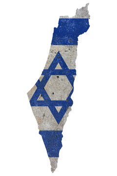 Israel map with national flag texture illustration