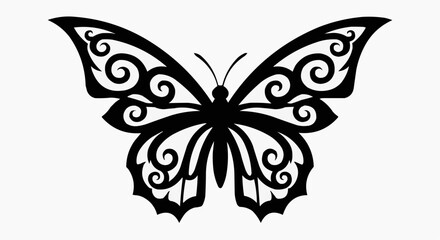 Stylized butterfly graphic design element with intricate wing patterns