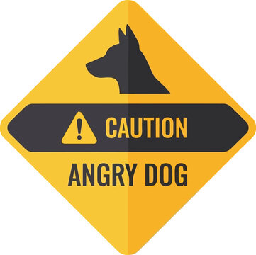 Yellow Caution Angry Dog Warning Sign Vector for Property Safety and Security