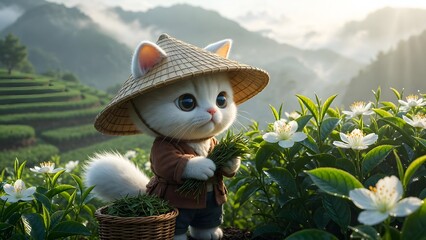 Obraz premium Clever fox with a fiery multicolored tail and glowing facial features. Cunning and forest mystery concept. Red fox sitting alertly with vibrant neon fur and sharp intelligent eyes.