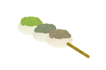 串に刺さった3色団子