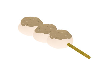 串に刺さった小豆餡団子 