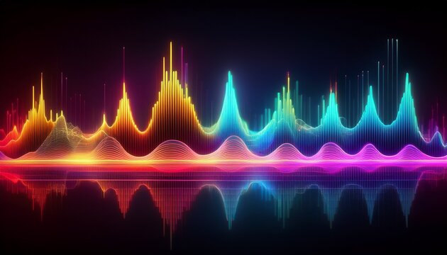 sound wave equalizer of music soundwave spectrum audio dynamic visualizer music sound wave or voice frequency equalizer with neon glow waveform