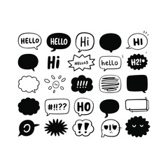 Black and white comic speech bubbles with hello and hi text vector illustration isolated on white background © MSTFERDOUS