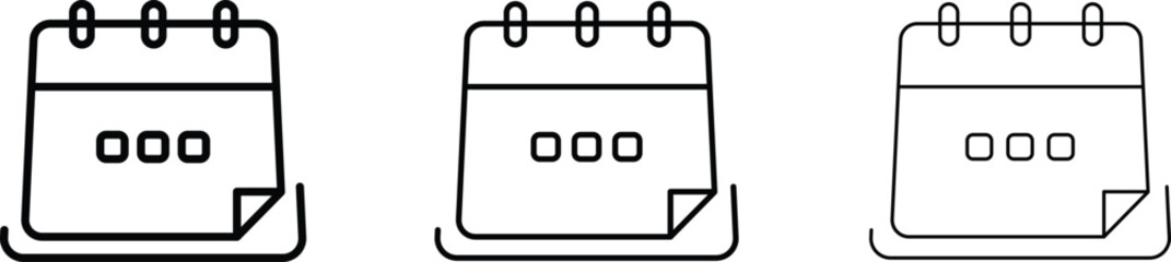 Three different views of a simple calendar icon