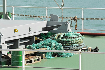 Fototapeta premium Mooring rope on deck