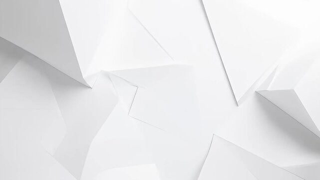 Abstract, geometric shapes of white paper with folds and sharp edges, light & shadow