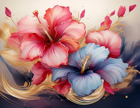 flowers flowing princess colored silk design milk alcohol ink fructose magazine hibiscus