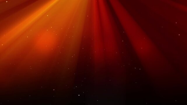 Radiant orange light rays and twinkling stars shining against a dark background. Ideal for mystical or celestial themed designs and concepts.