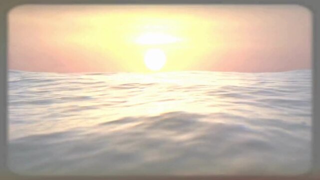 Big Ocean waves background with slide show effect. Sea waves with Scratches Grain and Vignette.