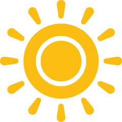 Bright Yellow Sun Icon Isolated on White Background for Summer and Weather Design