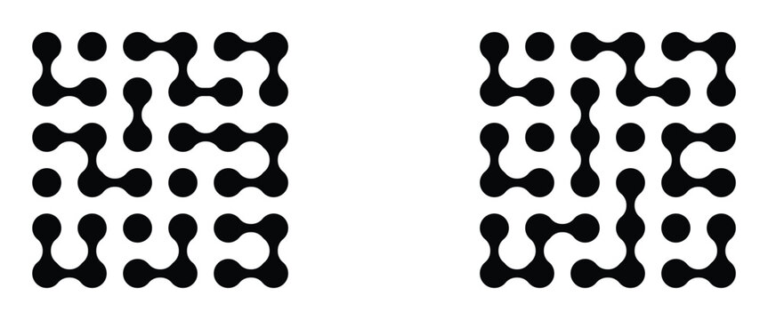 Pattern of multi color meta balls isolated on white background. Modern geometric shapes of liquid connected drops. Modern contemporary geometric shapes and elements. Meta ball pattern. 