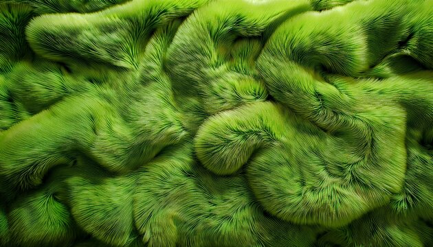 green shaggy carpet texture close up fuzzy curled fibers vibrant lime color abstract soft plush surface background