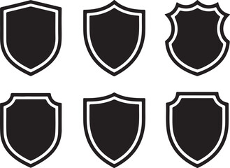 Shield Badge Icons Set Protection Security Emblem Vector,Heraldic Shield Collection Security Badge Symbol Set