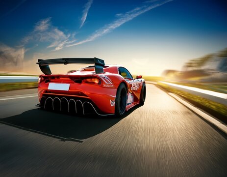 fast racing car on the track