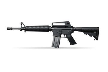 Highly Detailed M16 Rifle Side Profile Isolated on White Background Professional Product Photography