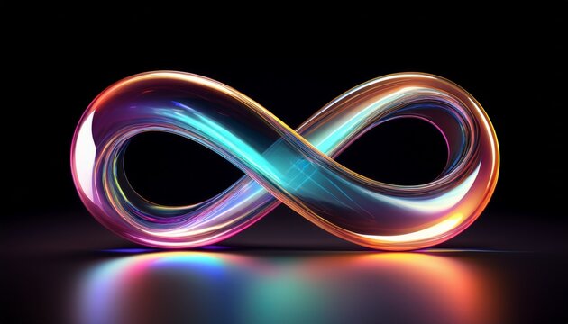 iridescent infinity symbol glassy mobius strip with vibrant color gradients
