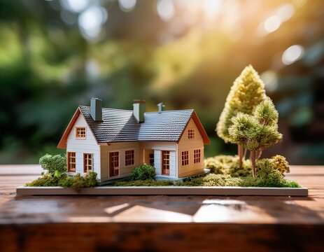 miniature home prototypes with blurred background create calm and focused atmosphere for design and planning concepts
