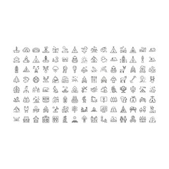 A collection of small black and white icons