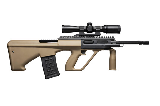 Steyr AUG A3 M1 Rifle Horizontal Left-Facing Studio Shot Isolated on White Background