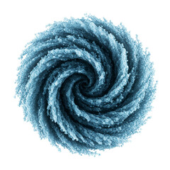 Microscopic spiral particle blue scientific background