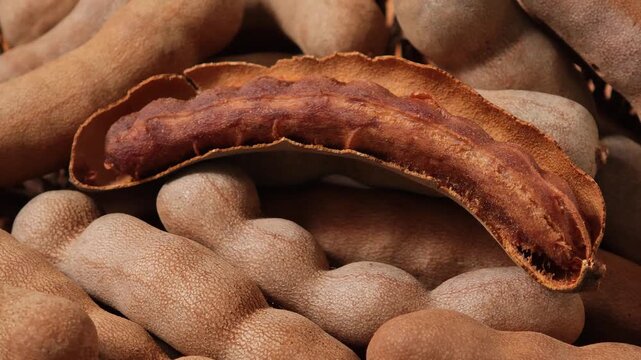Close-up video of ripe sweet tamarind.